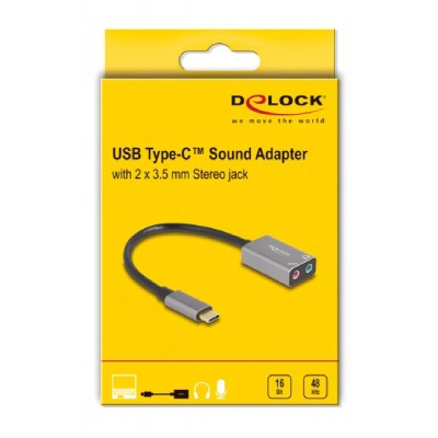 DELOCK εξωτερική κάρτα ήχου 67071, 2x 3.5mm, USB-C σύνδεση, γκρι DELOCK εξωτερική κάρτα ήχου 67071, 2x 3.5mm, USB-C σύνδεση, γκρι