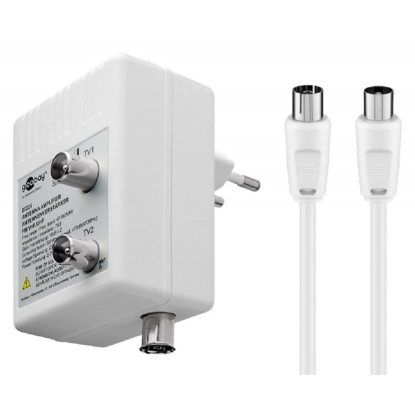 GOOBAY ενισχυτής κεραίας 67226, 2 συσκευές, DVB-T DVB-T2 DVB-C, λευκός GOOBAY ενισχυτής κεραίας 67226, 2 συσκευές, DVB-T DVB-T2 DVB-C, λευκός