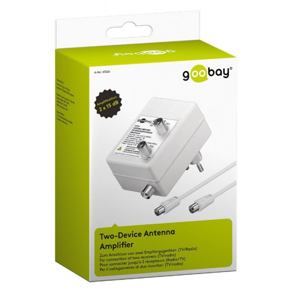 GOOBAY ενισχυτής κεραίας 67226, 2 συσκευές, DVB-T DVB-T2 DVB-C, λευκός GOOBAY ενισχυτής κεραίας 67226, 2 συσκευές, DVB-T DVB-T2 DVB-C, λευκός