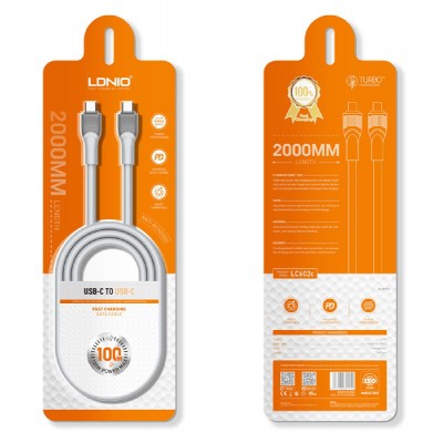 LDNIO καλώδιο USB-C σε USB-C LC602C, 100W PD, 2m, γκρι LDNIO καλώδιο USB-C σε USB-C LC602C, 100W PD, 2m, γκρι