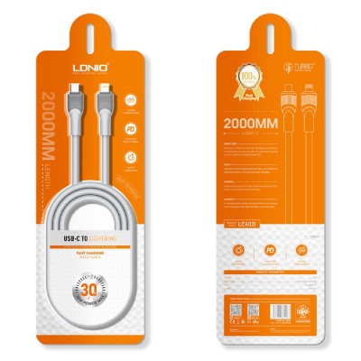 LDNIO καλώδιο Lightning σε USB-C LC602I, 30W PD, 2m, γκρι LDNIO καλώδιο Lightning σε USB-C LC602I, 30W PD, 2m, γκρι