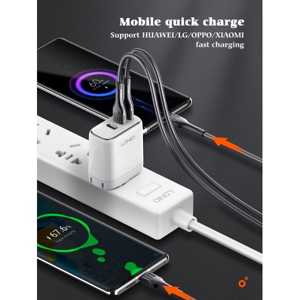 LDNIO καλώδιο USB-C σε USB-C LC651C, 65W, 1m, χρυσό LDNIO καλώδιο USB-C σε USB-C LC651C, 65W, 1m, χρυσό