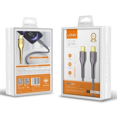 LDNIO καλώδιο USB-C σε USB-C LC651C, 65W, 1m, χρυσό LDNIO καλώδιο USB-C σε USB-C LC651C, 65W, 1m, χρυσό