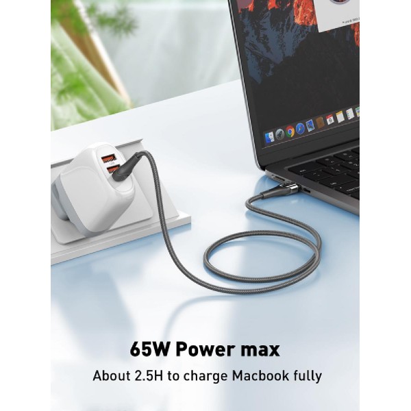LDNIO καλώδιο USB-C σε USB-C LC861C, 65W PD, 1m, γκρι LDNIO καλώδιο USB-C σε USB-C LC861C, 65W PD, 1m, γκρι