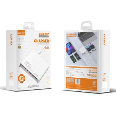 LDNIO σταθμός φόρτισης Q605, 3x USB-C & 3x USB, 120W, PD/QC, λευκός LDNIO σταθμός φόρτισης Q605, 3x USB-C & 3x USB, 120W, PD/QC, λευκός