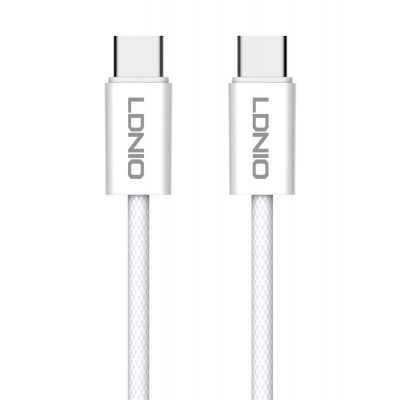 LDNIO καλώδιο USB-C LC901C, 65W PD, 480Mbps, 1m, λευκό LDNIO καλώδιο USB-C LC901C, 65W PD, 480Mbps, 1m, λευκό