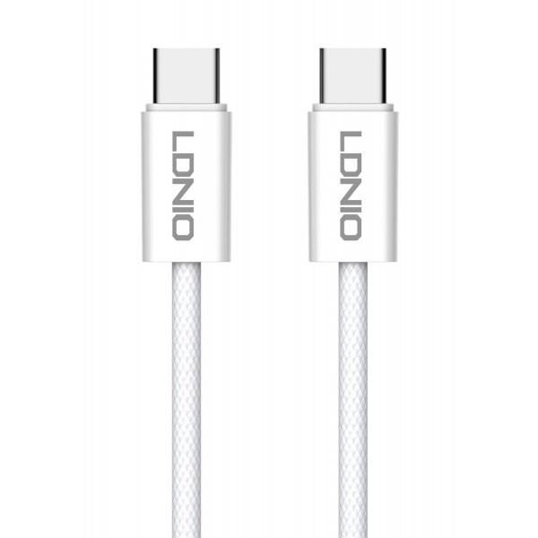 LDNIO καλώδιο USB-C LC901C, 65W PD, 480Mbps, 1m, λευκό LDNIO καλώδιο USB-C LC901C, 65W PD, 480Mbps, 1m, λευκό