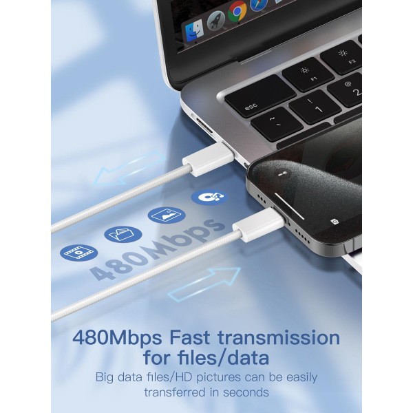 LDNIO καλώδιο USB-C LC901C, 65W PD, 480Mbps, 1m, λευκό LDNIO καλώδιο USB-C LC901C, 65W PD, 480Mbps, 1m, λευκό
