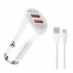 LDNIO φορτιστής αυτοκινήτου C511Q με καλώδιο, 2x USB, 36W, λευκός LDNIO φορτιστής αυτοκινήτου C511Q με καλώδιο, 2x USB, 36W, λευκός