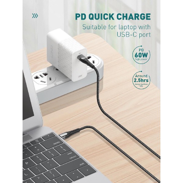 LDNIO καλώδιο USB-C σε USB-C LC101, 65W PD, 1m, γκρι LDNIO καλώδιο USB-C σε USB-C LC101, 65W PD, 1m, γκρι