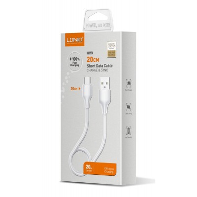 LDNIO καλώδιο Micro USB σε USB LS540, 2.4A, 20cm, λευκό LDNIO καλώδιο Micro USB σε USB LS540, 2.4A, 20cm, λευκό