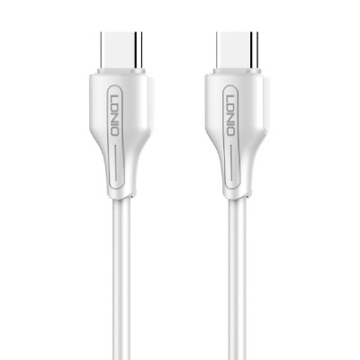 LDNIO καλώδιο USB-C σε USB-C LC121C, 65W PD, 1m, λευκό LDNIO καλώδιο USB-C σε USB-C LC121C, 65W PD, 1m, λευκό