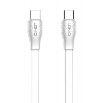 LDNIO καλώδιο USB-C σε USB-C LC131C, 65W PD, 1m, λευκό LDNIO καλώδιο USB-C σε USB-C LC131C, 65W PD, 1m, λευκό