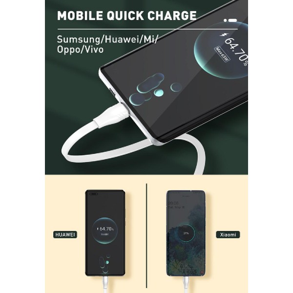 LDNIO καλώδιο USB-C σε USB-C LC131C, 65W PD, 1m, λευκό LDNIO καλώδιο USB-C σε USB-C LC131C, 65W PD, 1m, λευκό