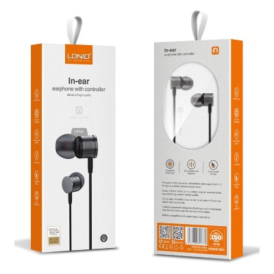 LDNIO earphones με μικρόφωνο HP04, 3.5mm, 1.2m, γκρι LDNIO earphones με μικρόφωνο HP04, 3.5mm, 1.2m, γκρι