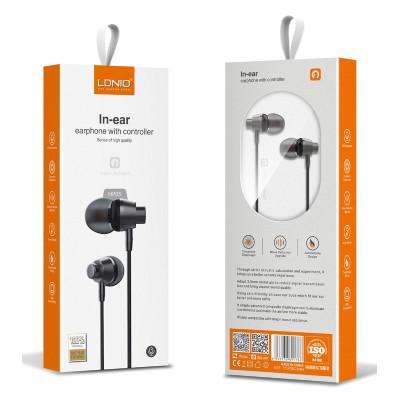 LDNIO earphones με μικρόφωνο HP05, 3.5mm, 1.2m, γκρι LDNIO earphones με μικρόφωνο HP05, 3.5mm, 1.2m, γκρι