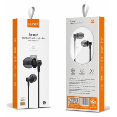 LDNIO earphones με μικρόφωνο HP06, 3.5mm, 1.2m, μαύρα LDNIO earphones με μικρόφωνο HP06, 3.5mm, 1.2m, μαύρα