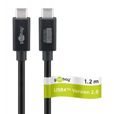 GOOBAY καλώδιο USB-C 74376, USB4, 240W, 80Gbps, 16K/60Hz, 1.2m, μαύρο GOOBAY καλώδιο USB-C 74376, USB4, 240W, 80Gbps, 16K/60Hz, 1.2m, μαύρο