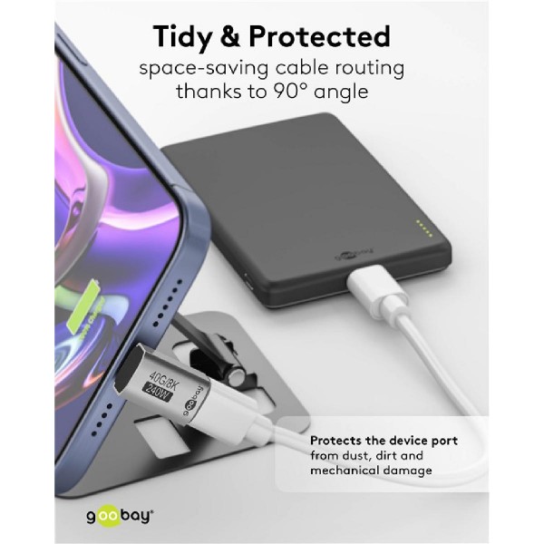 GOOBAY αντάπτορας USB-C 74442, γωνιακός 90°, USB4, 240W, 40Gbps, 8K, γκρι GOOBAY αντάπτορας USB-C 74442, γωνιακός 90°, USB4, 240W, 40Gbps, 8K, γκρι
