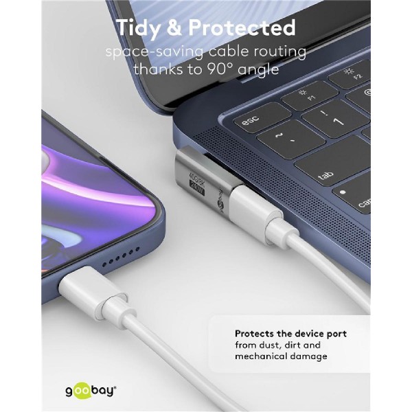 GOOBAY αντάπτορας USB-C 74443, γωνιακός 90°, USB4, 240W, 40Gbps, 8K, γκρι GOOBAY αντάπτορας USB-C 74443, γωνιακός 90°, USB4, 240W, 40Gbps, 8K, γκρι