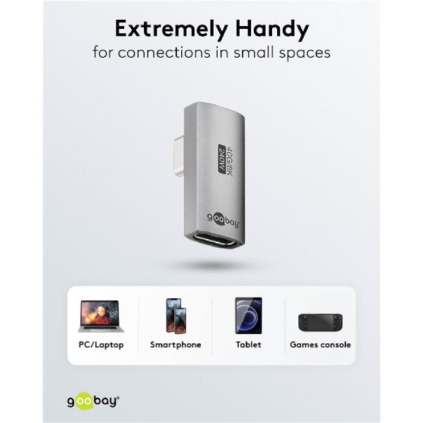 GOOBAY αντάπτορας USB-C 74443, γωνιακός 90°, USB4, 240W, 40Gbps, 8K, γκρι GOOBAY αντάπτορας USB-C 74443, γωνιακός 90°, USB4, 240W, 40Gbps, 8K, γκρι