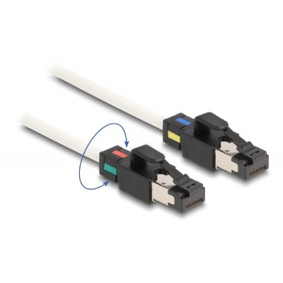 DELOCK καλώδιο S/FTP Cat.6A 80171 περιστρεφόμενα clips, 30AWG, 3m, λευκό DELOCK καλώδιο S/FTP Cat.6A 80171 περιστρεφόμενα clips, 30AWG, 3m, λευκό