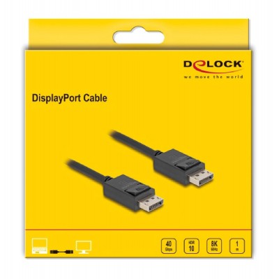 DELOCK καλώδιο DisplayPort 2.1 80492, 8K/60Hz 4K/120Hz 40 Gbps 1m, μαύρο DELOCK καλώδιο DisplayPort 2.1 80492, 8K/60Hz 4K/120Hz 40 Gbps 1m, μαύρο
