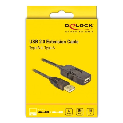 DELOCK καλώδιο USB 2.0 αρσενικό σε θηλυκό 82446, 480Mbps, 10m, μαύρο DELOCK καλώδιο USB 2.0 αρσενικό σε θηλυκό 82446, 480Mbps, 10m, μαύρο