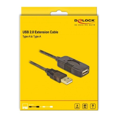 DELOCK καλώδιο USB 2.0 αρσενικό σε θηλυκό 82690, 480Mbps, 20m, μαύρο DELOCK καλώδιο USB 2.0 αρσενικό σε θηλυκό 82690, 480Mbps, 20m, μαύρο