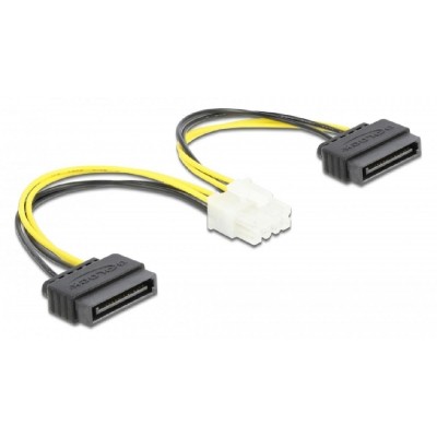 DELOCK καλώδιο EPS 8pin σε 2x SATA 15pin 83020, 15cm DELOCK καλώδιο EPS 8pin σε 2x SATA 15pin 83020, 15cm