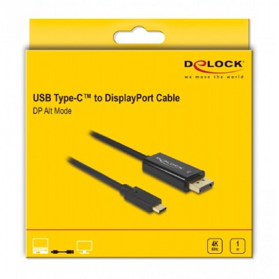 DELOCK καλώδιο USB-C σε DisplayPort 85255, DP Alt Mode, 4K, 1m, μαύρο DELOCK καλώδιο USB-C σε DisplayPort 85255, DP Alt Mode, 4K, 1m, μαύρο