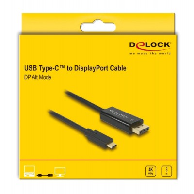 DELOCK καλώδιο USB-C σε DisplayPort 85257, DP Alt Mode, 4K/60Hz, 3m, μαύρο DELOCK καλώδιο USB-C σε DisplayPort 85257, DP Alt Mode, 4K/60Hz, 3m, μαύρο