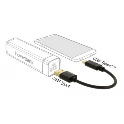 DELOCK καλώδιο USB σε USB Type-C 85354, 3A, 22AWG, 0.15m, μαύρο DELOCK καλώδιο USB σε USB Type-C 85354, 3A, 22AWG, 0.15m, μαύρο