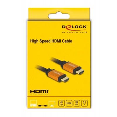DELOCK καλώδιο HDMI 85726, 8K/60Hz, 48 Gbps, eARC, HDR, 0.50m, μαύρο DELOCK καλώδιο HDMI 85726, 8K/60Hz, 48 Gbps, eARC, HDR, 0.50m, μαύρο