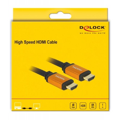 DELOCK καλώδιο HDMI 85727, 8K/60Hz, 48 Gbps, eARC, HDR, 1m, μαύρο DELOCK καλώδιο HDMI 85727, 8K/60Hz, 48 Gbps, eARC, HDR, 1m, μαύρο