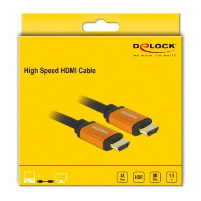 DELOCK καλώδιο HDMI 85728, 8K/60Hz, 48 Gbps, eARC, HDR, 1.5m, μαύρο DELOCK καλώδιο HDMI 85728, 8K/60Hz, 48 Gbps, eARC, HDR, 1.5m, μαύρο
