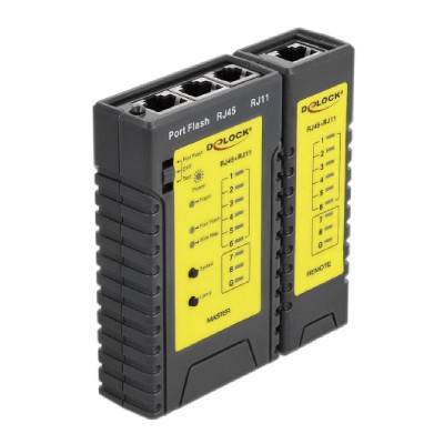 DELOCK tester καλωδίων 86407, λειτουργία εύρεσης θύρας, RJ45/RJ12, μαύρο DELOCK tester καλωδίων 86407, λειτουργία εύρεσης θύρας, RJ45/RJ12, μαύρο