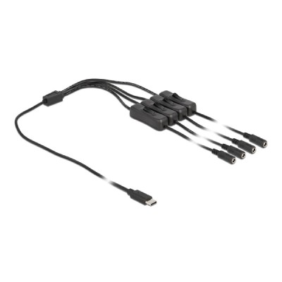 DELOCK καλώδιο USB Type-C σε 4x DC 5.5 x 2.1mm 86802, 1m, μαύρο DELOCK καλώδιο USB Type-C σε 4x DC 5.5 x 2.1mm 86802, 1m, μαύρο