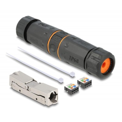 DELOCK αμφίδρομος σύνδεσμος LSA Cat.6A 87186, αδιάβροχος, μαύρος DELOCK αμφίδρομος σύνδεσμος LSA Cat.6A 87186, αδιάβροχος, μαύρος