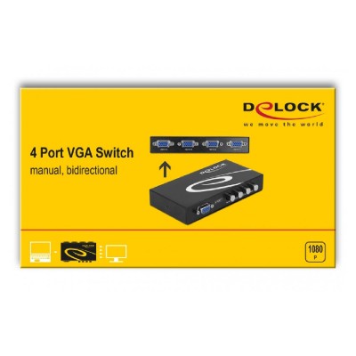 DELOCK VGA switch 87635, 4 ports, bidirectional, Full HD, μαύρο DELOCK VGA switch 87635, 4 ports, bidirectional, Full HD, μαύρο