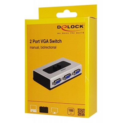 DELOCK VGA switch 87758, 2 ports, bidirectional, Full HD, ασημί DELOCK VGA switch 87758, 2 ports, bidirectional, Full HD, ασημί