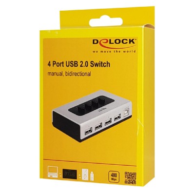 DELOCK switch USB Type B σε 4x USB 87762, bidirectional, ασημί DELOCK switch USB Type B σε 4x USB 87762, bidirectional, ασημί