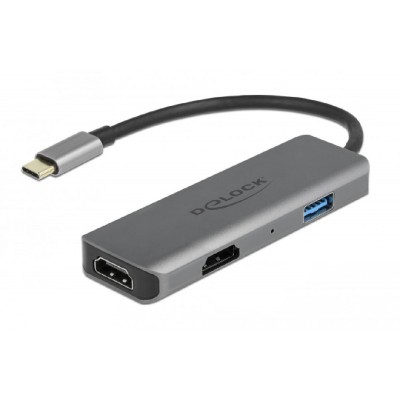 DELOCK αντάπτορας USB Type-C σε USB & 2x HDMI 87780, 480Mbps, 4K, γκρι DELOCK αντάπτορας USB Type-C σε USB & 2x HDMI 87780, 480Mbps, 4K, γκρι