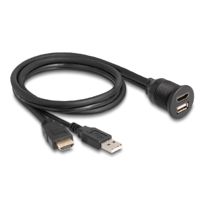 DELOCK καλώδιο HDMI & USB 87880, αρσενικό σε θηλυκό, IP67, 1m, μαύρο DELOCK καλώδιο HDMI & USB 87880, αρσενικό σε θηλυκό, IP67, 1m, μαύρο