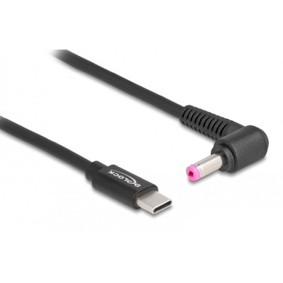 DELOCK καλώδιο τροφοδοσίας 87973, USB-C σε HP 4.8x1.7mm, 1.5m, μαύρο DELOCK καλώδιο τροφοδοσίας 87973, USB-C σε HP 4.8x1.7mm, 1.5m, μαύρο