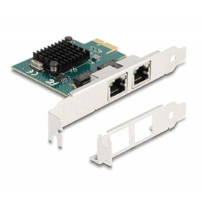 DELOCK κάρτα επέκτασης PCIe x1 σε 2x RJ45 Gigabit 88205, 1000Mbps DELOCK κάρτα επέκτασης PCIe x1 σε 2x RJ45 Gigabit 88205, 1000Mbps