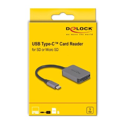 DELOCK card reader 91009 για SD & micro SD, USB-C, 5 Gbps, γκρι DELOCK card reader 91009 για SD & micro SD, USB-C, 5 Gbps, γκρι