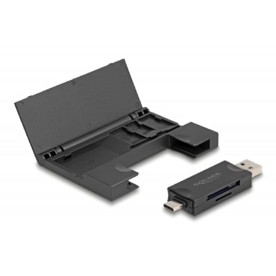 DELOCK card reader 91014 για SD & micro SD, με θήκη, USB/USB-C, 5Gbps, μαύρο DELOCK card reader 91014 για SD & micro SD, με θήκη, USB/USB-C, 5Gbps, μαύρο