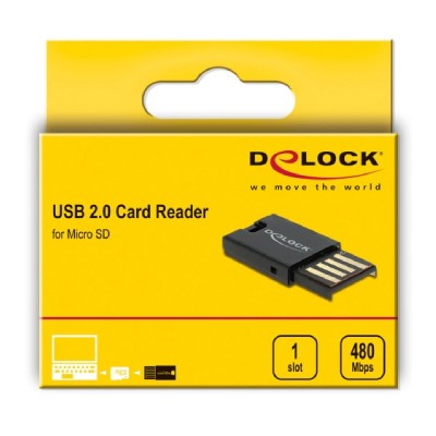 DELOCK card reader USB 2.0 91603 για κάρτες μνήμης micro SD, μαύρο DELOCK card reader USB 2.0 91603 για κάρτες μνήμης micro SD, μαύρο