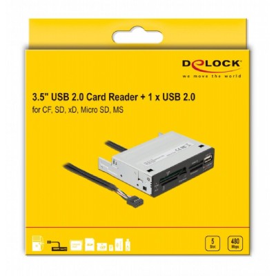 DELOCK USB 9-pin card reader 91708, CF/SD/XD/MS/Micro SD/USB, 3.5" bay DELOCK USB 9-pin card reader 91708, CF/SD/XD/MS/Micro SD/USB, 3.5" bay